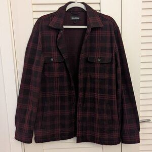 Bonobos Maroon Plaid Flannel Shacket, Large
